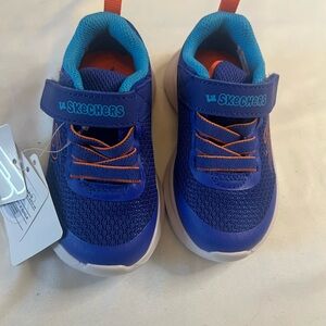 Skechers Nitro Sprint Krodon Kids Vibrant Blue and Orange Sneakers